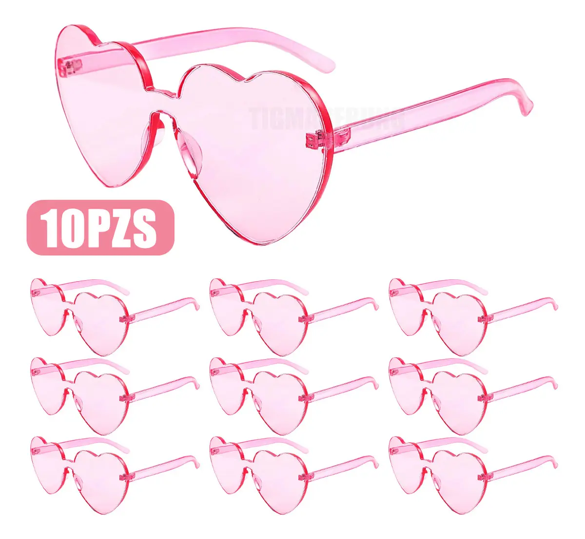 10pz Gafas De Sol Retro Corazón 