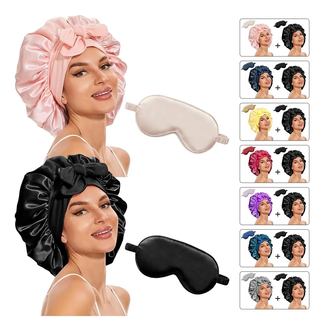 4pzs Gorro De Seda Para Dormir Y Máscara De Ojo Para Mujer