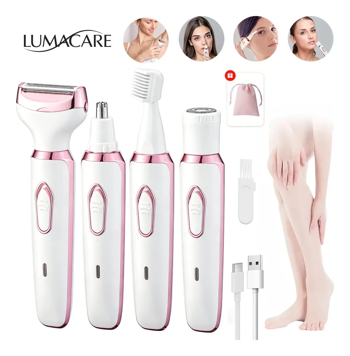 Depiladora Facial Eléctrica 4 En 1 LUMACARE