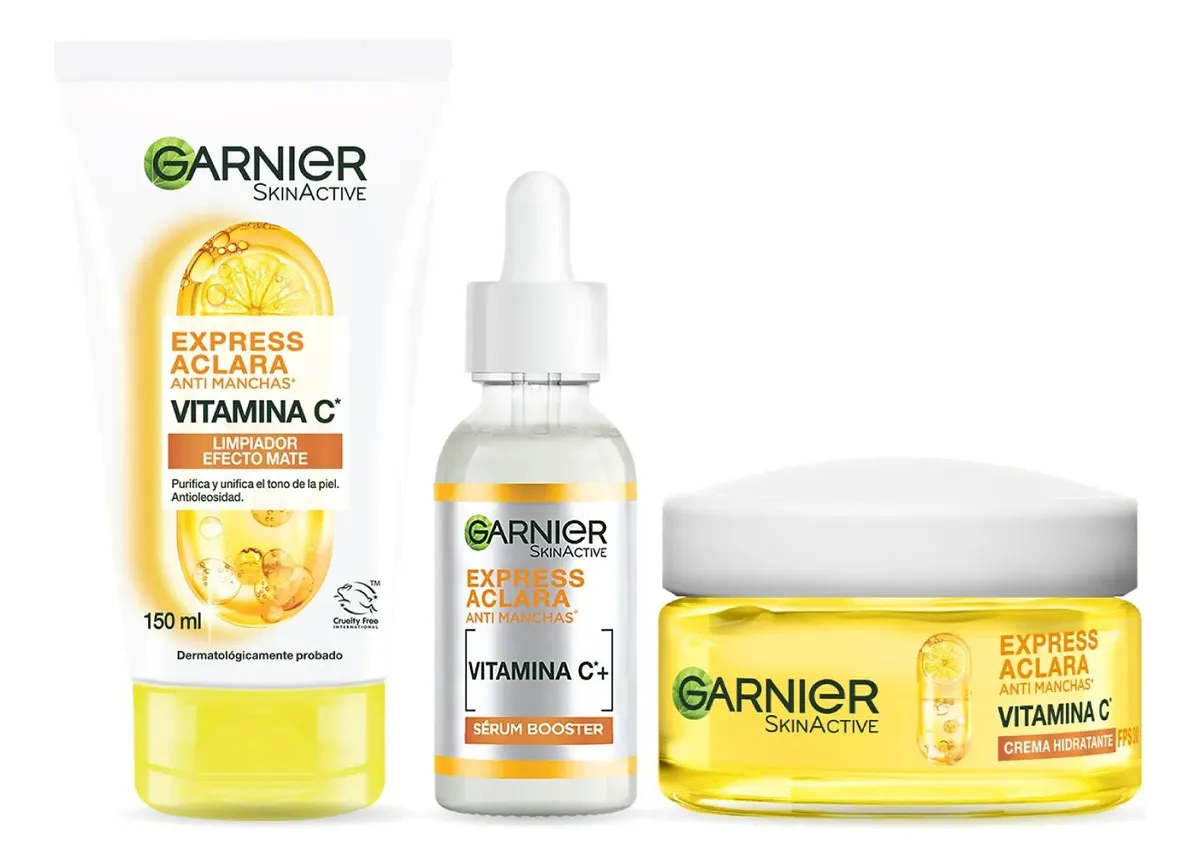Kit Garnier Express Aclara Rutina Anti Manchas con Vitamina C