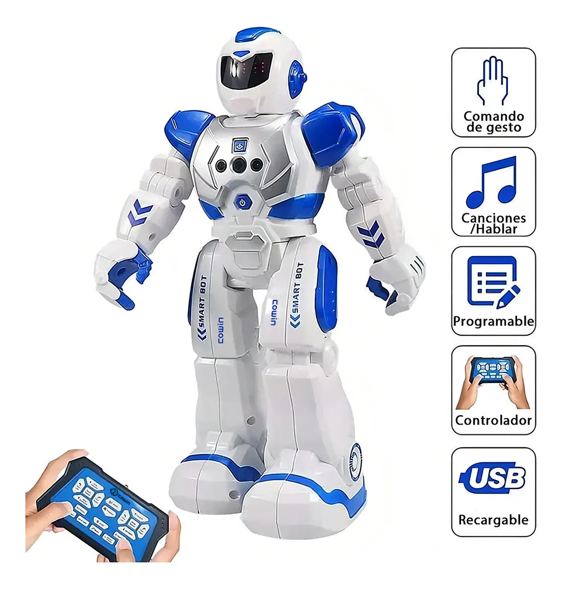 Cowin Robot Programable Azul RC Interactivo Control Remoto y Gestos