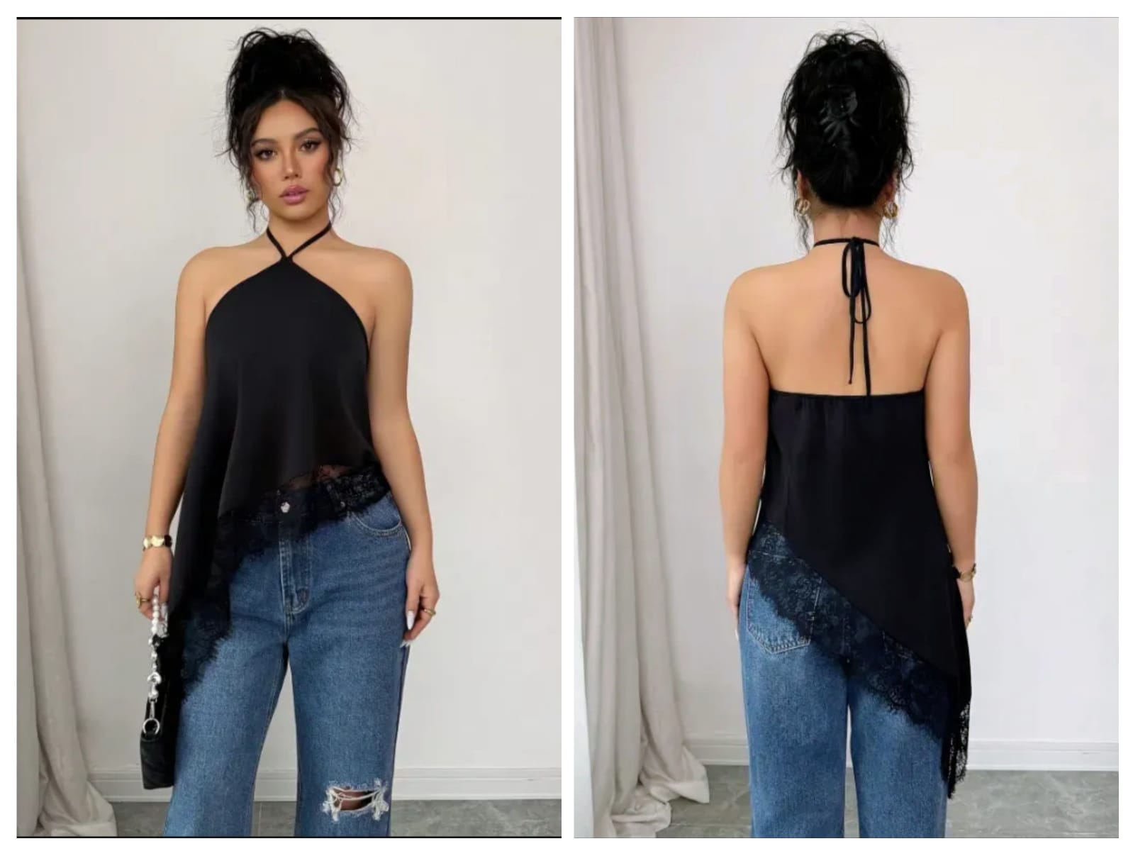🥰Blusas satín Encaje Unitalla 28-32
