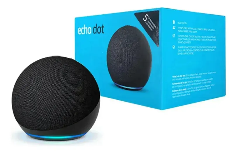 Amazon Dot Echo Dot 5th Gen con asistente virtual Alexa color negro